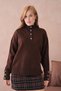Women's Mock Neck Sleeves Button Detailed Soft Textured Fleece-Lined Knitwear Sweater - 5