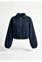 Women's Oversized Cotton Gabardine Classic Collar Zippered Casual Jacket Coat - 3