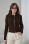 Women's Polo Neck Zipper Detailed Soft Textured Corded Fabric Knitwear Jacket - 3