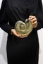 Women's Gold Metal Evening Dress Matching Bag - 2
