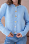 Women's Crew Neck Button Detailed Soft Textured Fleece-Lined Knitwear Jacket - 2