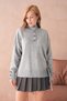 Women's Mock Neck Sleeves Button Detailed Soft Textured Fleece-Lined Knitwear Sweater