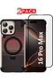 MG-iPhone 16 Pro Max Metal Case with360°Rotating Kickstand,Carbon Fiber Texture(Orange Case+1Glass) - 2