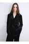 Double-Breasted Lapel Women's Velvet Blazer Jacket - 3
