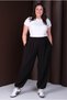 Women's Plus Size Black, Leg Detail, Pleated, Pocketed Sports Pants 65N39269