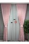 Embroidered Modern Candy Pink Pompom Background Curtain Sparse Pleated Single Panel 1/2 + Laces Gift - 7