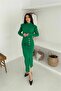 Women's Full Length Buttoned Slit Dress Dpk4369 - 4