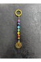 Natural Stone Chakra Mandala Design Bag Ornament Natural Stone Accessory Bag Charm Keychain Nbag0003