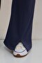 59506 Plus Size Leg Slit Flared Leggings Trousers - Navy Blue - 2