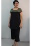 Black Green Color Block Capri Length with Pockets Size Fits All Low Arm Length Combed Viscose Suit - 4
