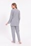 Women's Gray Plus Size Cotton Button down Pajama Set - 8