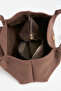Women's Saray Acı Brown 3-Compartment Lined Snap Closure Suede Handbag and Shoulder Bag - 6