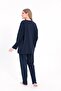 Women's Navy Blue Plus Size Cotton Button down Pajama Set - 8