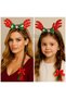 Candy Cane Red Green Santa Claus Glitter Mesh Hairpiece Hair Tinsel Christmas Deer Antler Crown