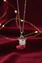 Women's Silver Color Red Sock Figured Zircon Stone Steel Christmas Necklace