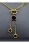 Ring Detailed Y Model Black - Gold Color Steel Necklace