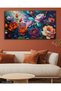 Blue Leaves Orange and Purple Flowers One Piece Canvas - Canvas Painting - 2