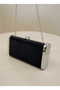 Black Full Metal Frame and Crystal Embroidered Glitter Satin Evening Dress Bag Wedding Engagement Graduation - 5