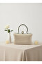 Ten Nude Pearl and Crystal Embroidered Glitter Satin Evening Dress Bag - 5
