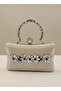 Ten Nude Pearl and Crystal Embroidered Glitter Satin Evening Dress Bag - 3