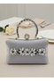 Silver Grey Pearl and Crystal Embroidered Glitter Satin Evening Dress Bag Wedding Engagement Graduation - 4