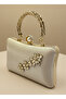Ten Gold Pearl and Crystal Embroidered Glitter Satin Evening Dress Bag - 2