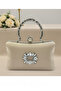 Ten Nude Pearl and Crystal Embroidered Glitter Satin Evening Dress Bag - 3
