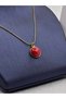 Red Stone Gold Edged Steel Necklace