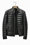 Men's Black Puffer Genuine Lambskin Leather Zipper Leather Coat Jacket