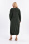 Stylish & Elegant Long Length Stretch Fabric Stretchy Sendy Fabric Square Pocket Long Sleeve Crew Neck Dress 5031 - 3