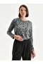 Crew Neck Patterned Blouse