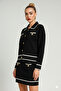 Women's Knitwear Gold Buttoned Skirt Bottom Top Set - 2
