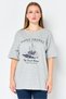 Women Crew Neck Short Sleeve Graphic Print T-Shirt, Grey