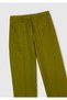 Women's Khaki Green Cotton Blend Trousers with Front Stitching Detail and Curled Legs - 2