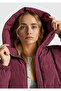 Women's Plum down Hooded Zippered Inflatable Coat with Elastic Sleeves - 6