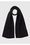 Women's black wool blend knit motif ribbed scarf