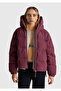 Women's Plum down Hooded Zippered Inflatable Coat with Elastic Sleeves