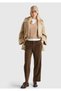 Women's Dark Brown Cotton Blend Wide Leg Velvet Trousers with Elastic Back and Pockets - 5