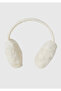 Girl's Ecru Rubber Printed Microfiber Plush Headphones