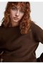 Women's dark brown wool blend sweater with wide cowl neck - 6