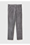 Men's grey cotton blend slim fit velvet trousers with Piped back pockets