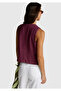 Women's plum 100% linen button-front v-neck vest - 4