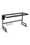 Stainless Steel Over Sink Dish Drying Rack Black 87x10x35cm