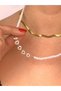 Pearl Minimal Heart Detail Italian Chain Combination Steel Necklace Set Non-Tarnish Gold Plated - 3