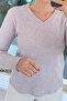 V-Neck Ribbed Knit Yumoş Blouse 6K303 - 4