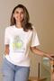 Zero collar patterned ecru women's t-shirt 28477-2y5 - 3