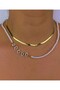 Pearl Minimal Heart Detail Italian Chain Combination Steel Necklace Set Non-Tarnish Gold Plated - 8
