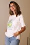 Zero collar patterned ecru women's t-shirt 28477-2y5 - 2
