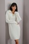 Ecru Long Sleeve Cashmere Zipper Detailed Wide Collar Women's Knitwear Dress - 3