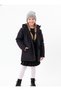 Girl's Black Fur Lined Waterproof and Windproof K Hooded Winter Coat & Coat & Parka
